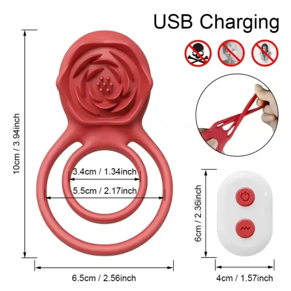 anillo pene silicona roja con vibración