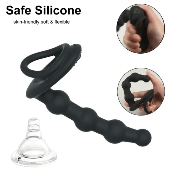 anillo peneano con plug anal vibrante