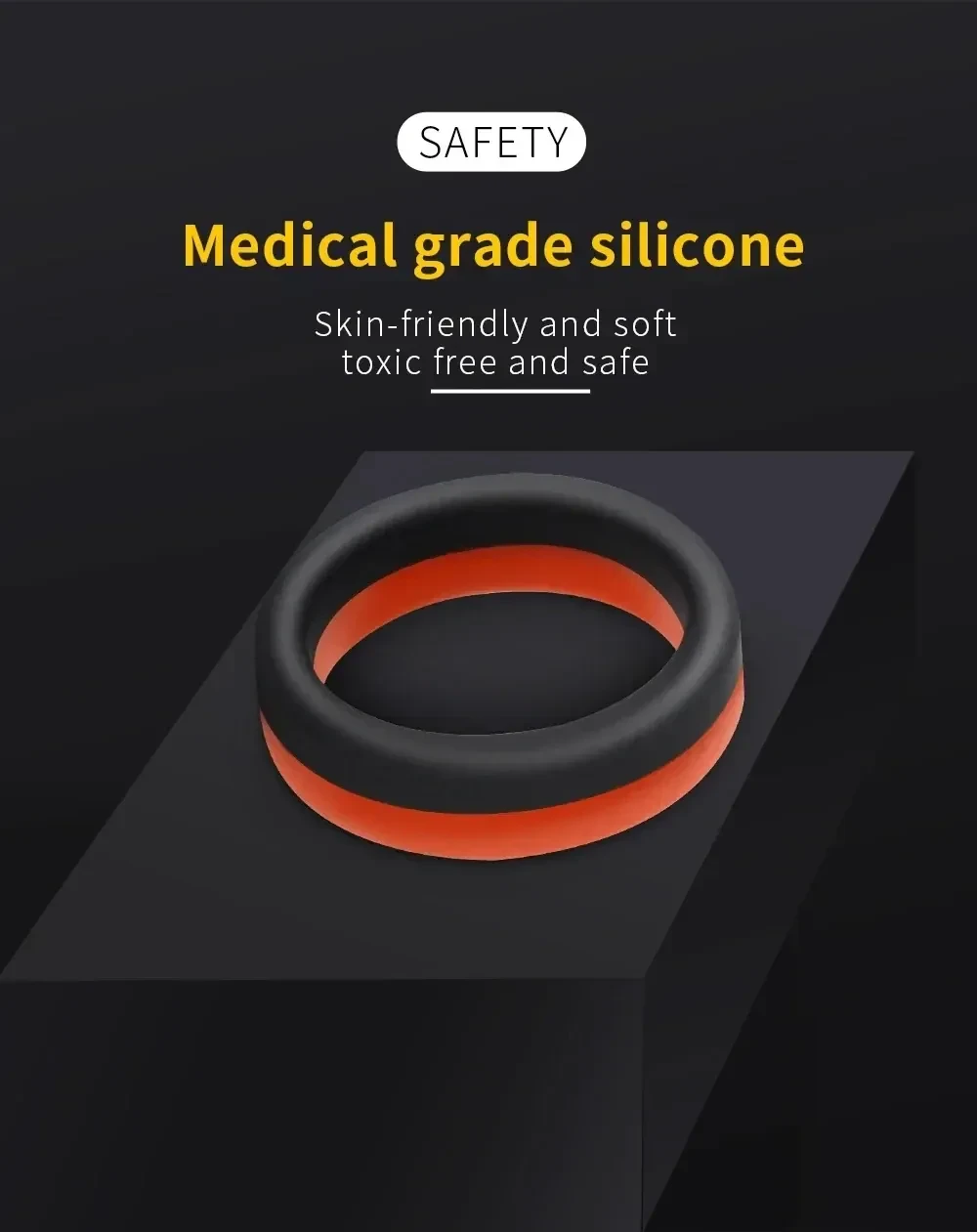 anillo vibrador silicona medica negro rojo