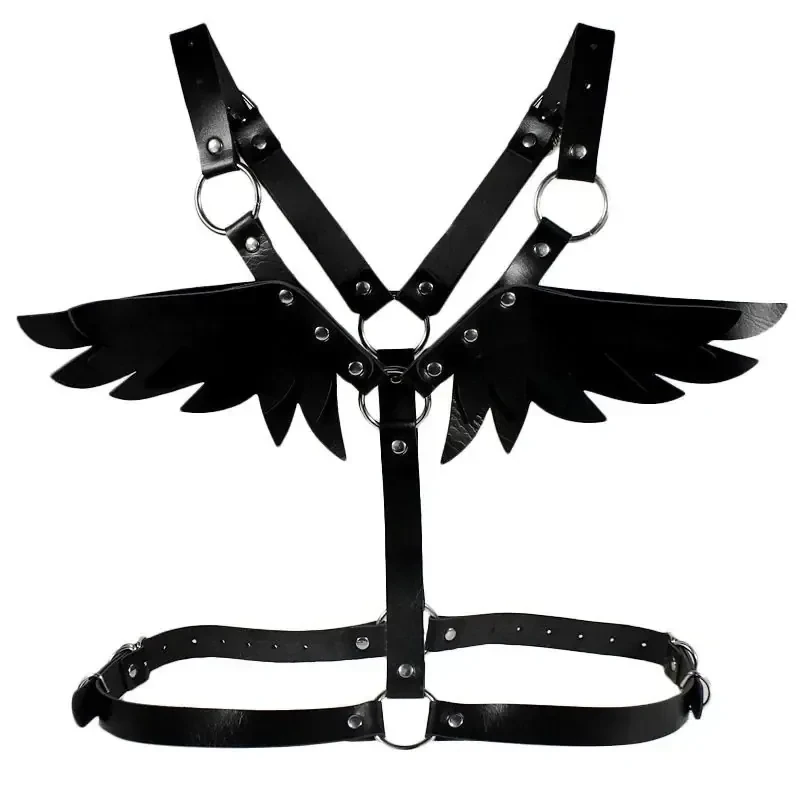 body harness cuero con alas ajustables