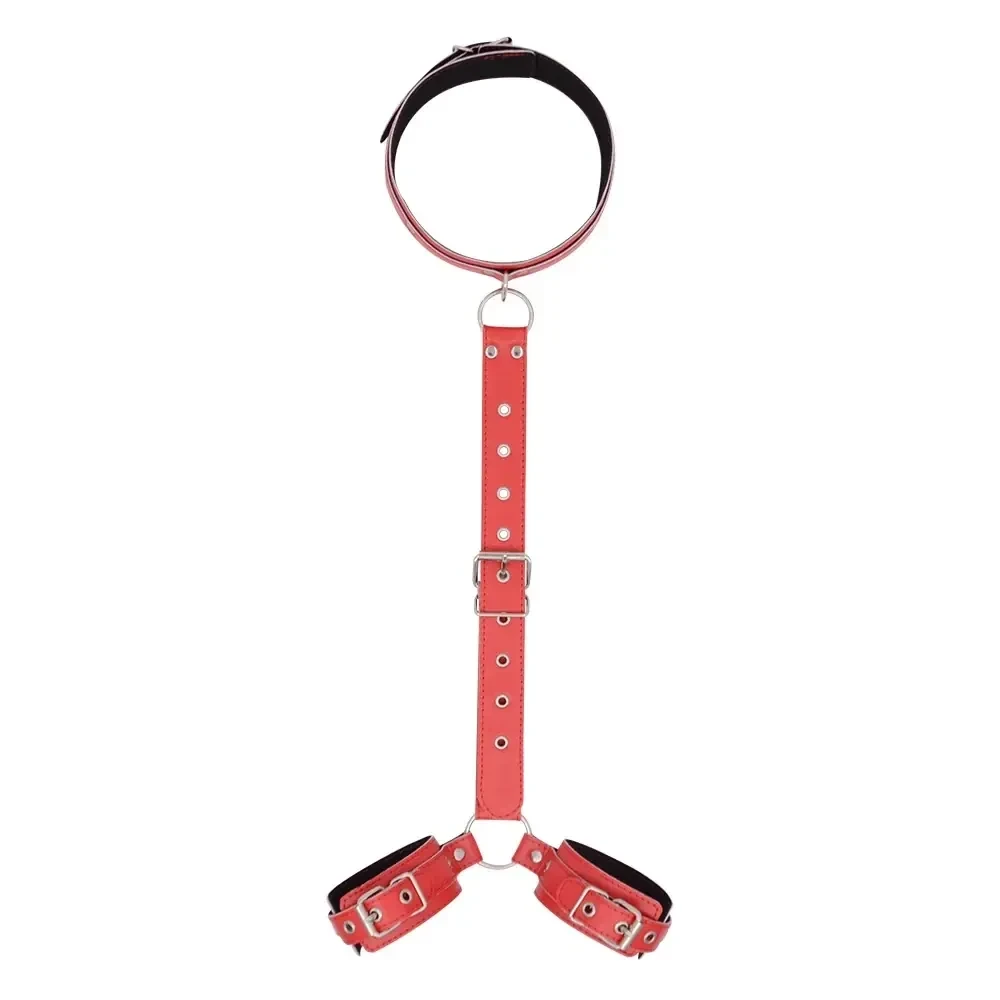 collar bdsm ajustable con correa de cuero