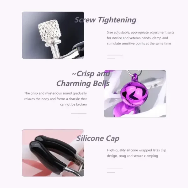 collar bdsm ajustable con pinzas de metal