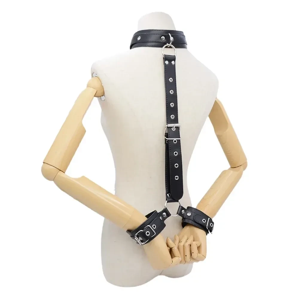 collar bdsm ajustable de cuero pu