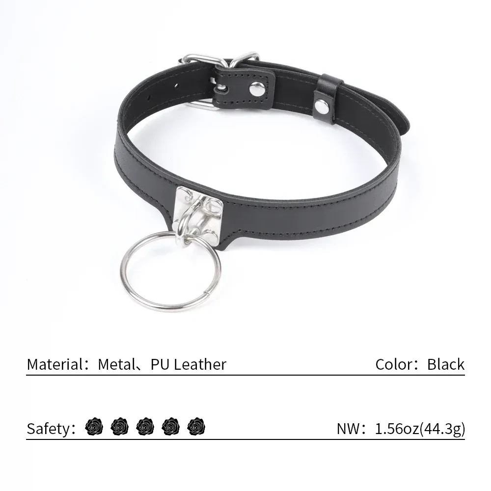 collar cuero pu con aro metalico bdsm