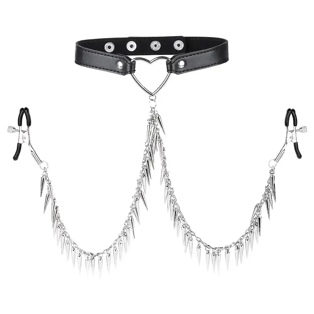 collar submisivo cuero pu negro