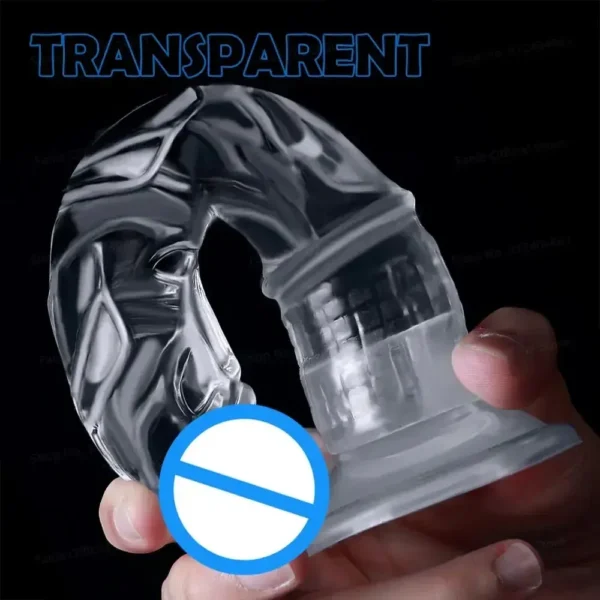 consolador transparente con base de succión