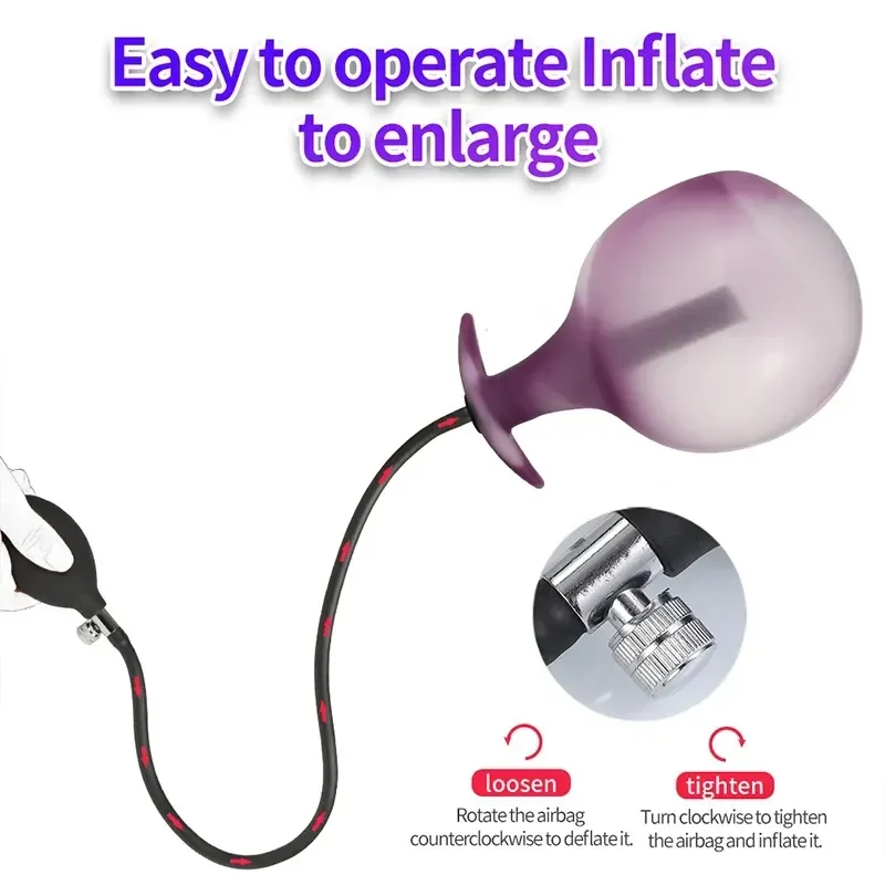 dilatador anal inflable adaptable gradualmente purpura