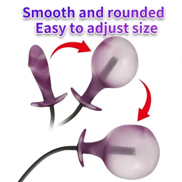 dilatador anal inflable adaptable texturizado púrpura