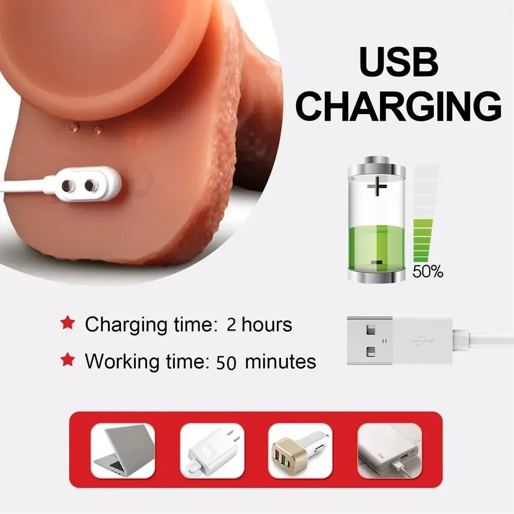 dildo con vibración y empuje realista