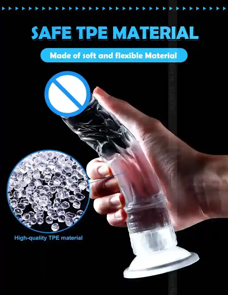 dildo transparente con textura de venas