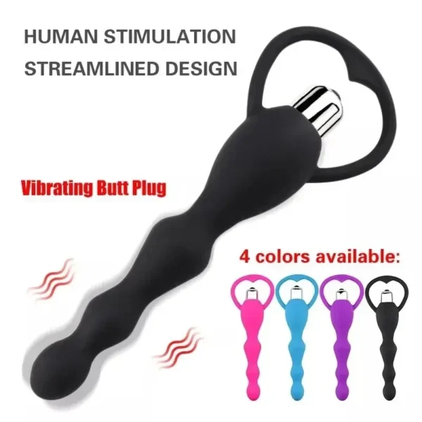 enchufe anal perlas vibratorias silicona ergonómico