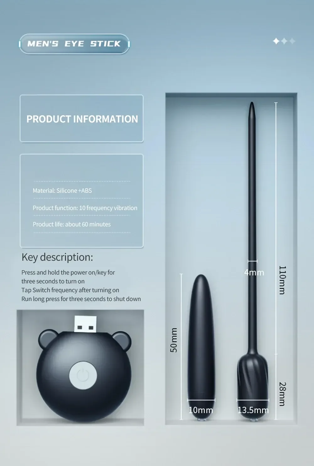 isensualflow es juguete sexual uretral con vibracion impermeable