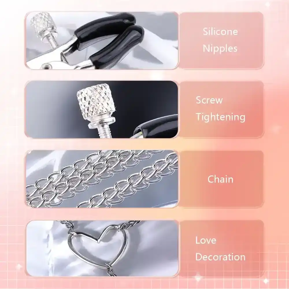 isensualflow es pinzas pezones corazon metal con silicona