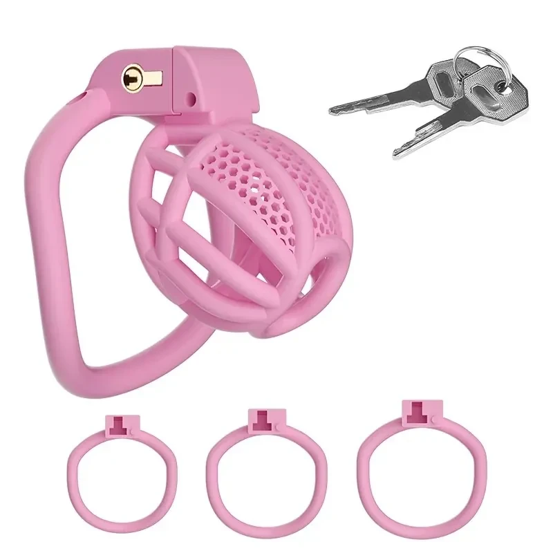 jaula de castidad color rosa para hombres