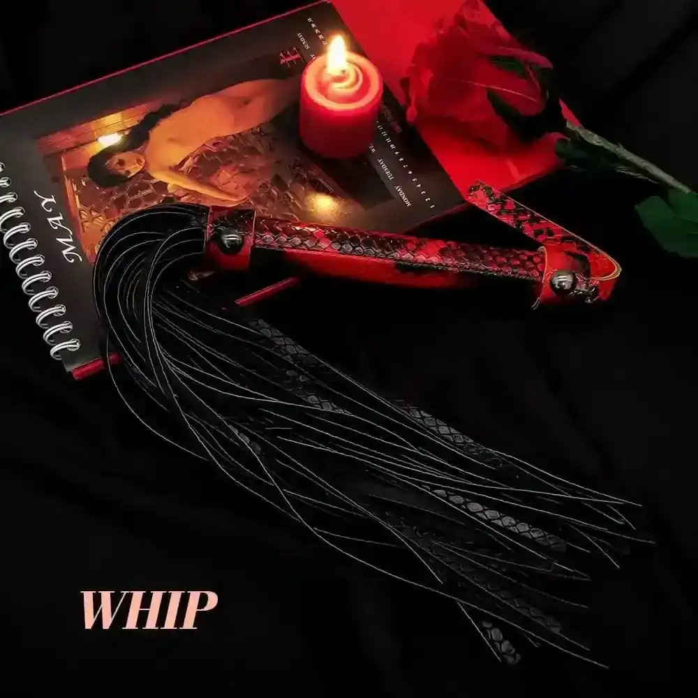 juguetes bdsm cuero pu rojo y negro