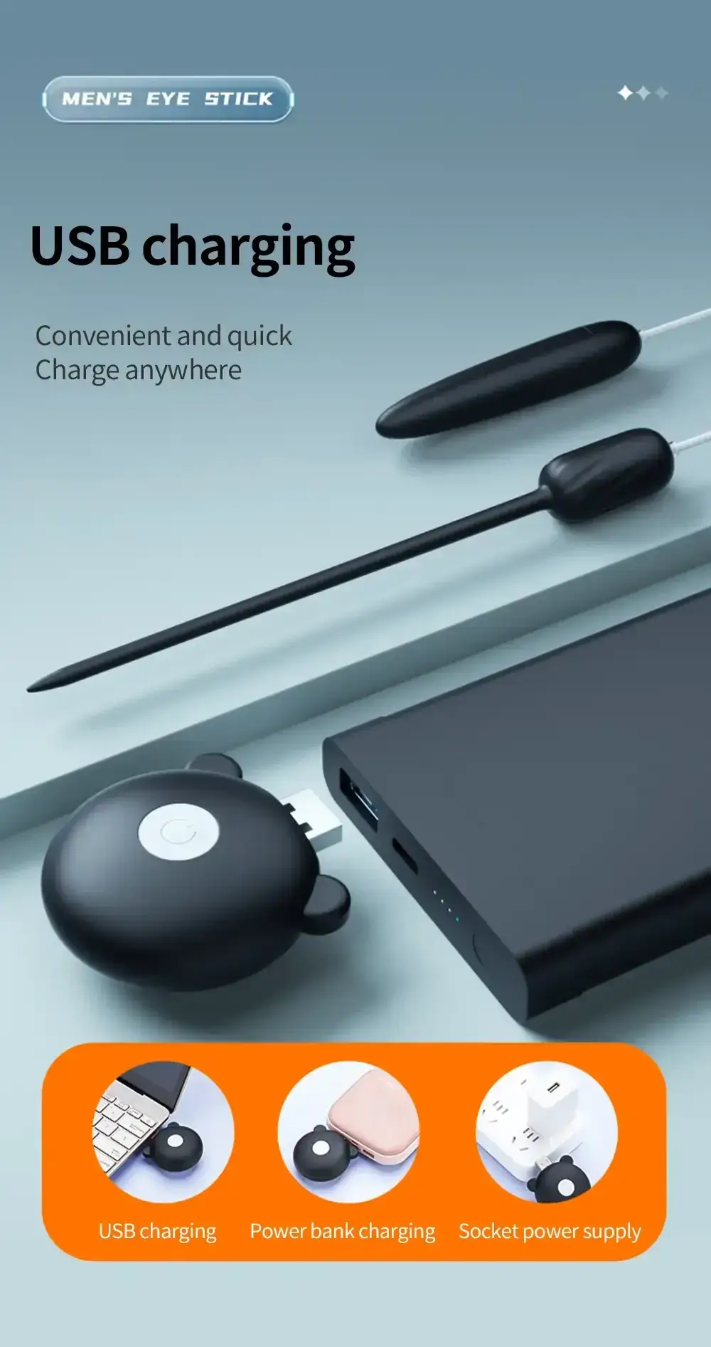 masajeador uretral ergonomico con carga usb