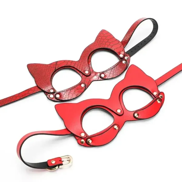 máscara cuero pu estilo gato