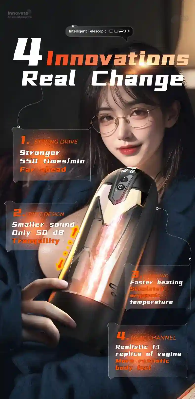 masturbador con 9 modos de empuje