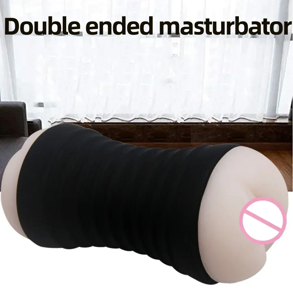 masturbador con doble entrada texturizado