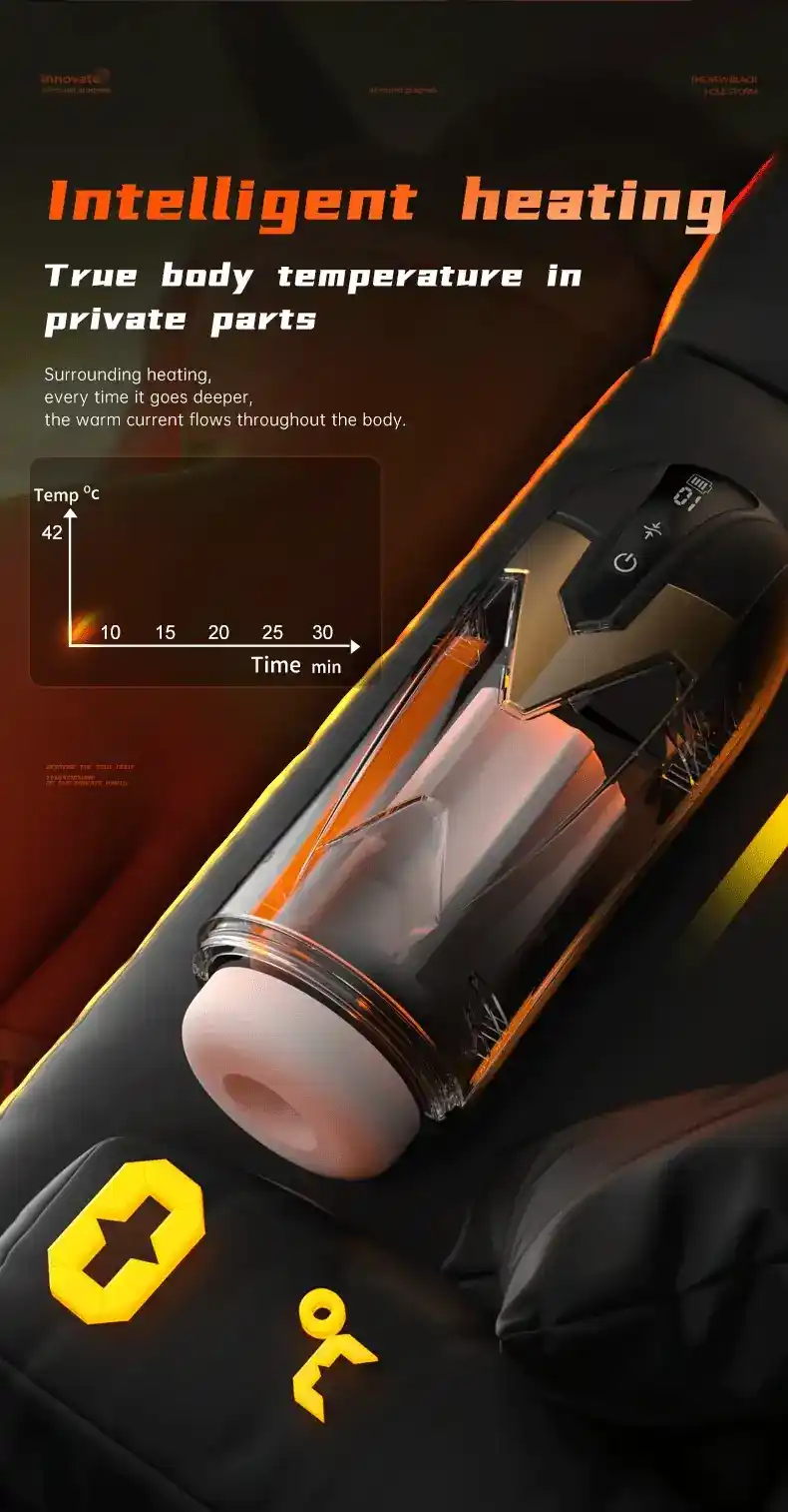 masturbador con piston y calentamiento