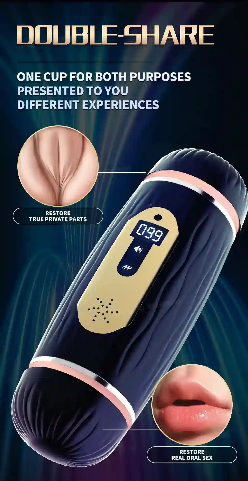 masturbador masculino silicona tpe con calor