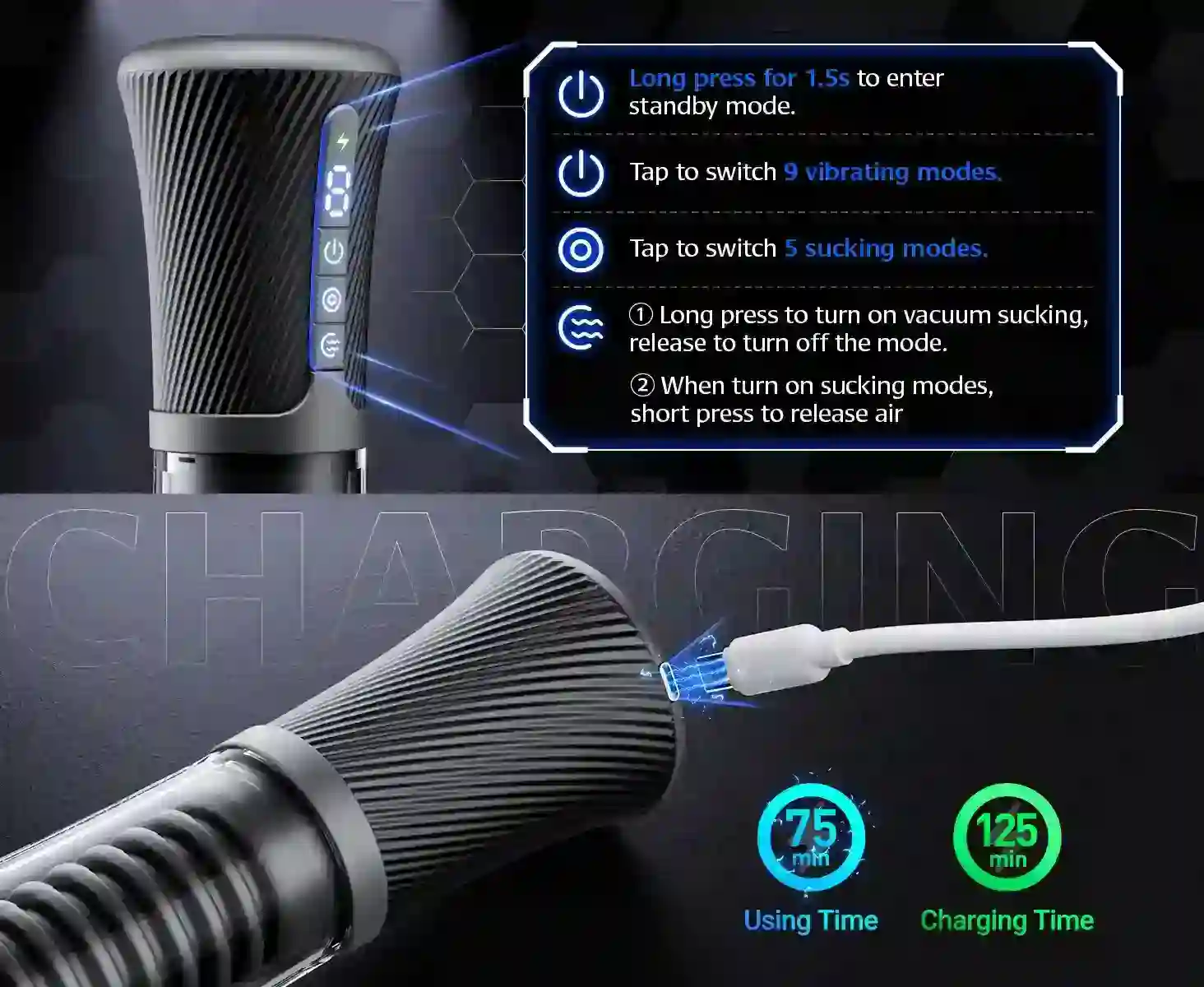 masturbador silicona medica con succion