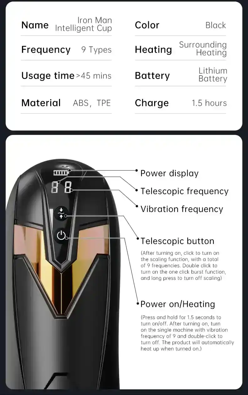 masturbador tpe negro con vibracion