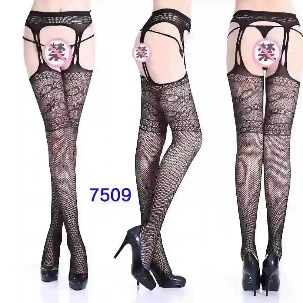 medias de rejilla negras con costura trasera