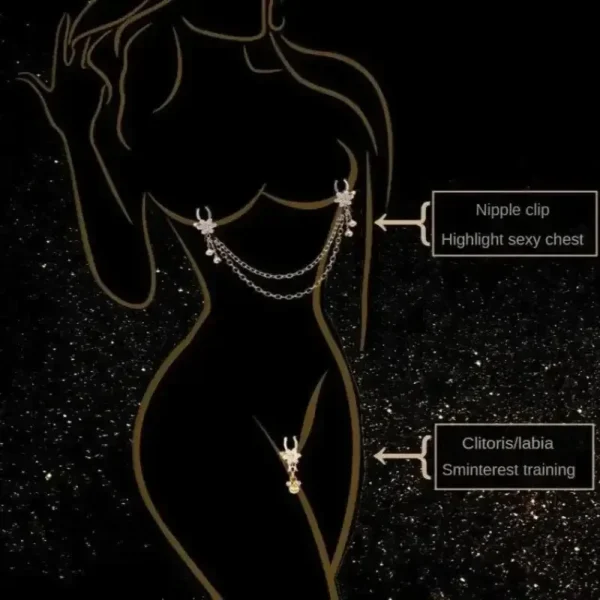 pinzas metálicas bdsm con adorno perlas