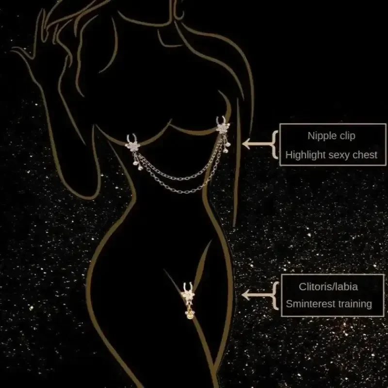 pinzas metálicas bdsm con adorno perlas