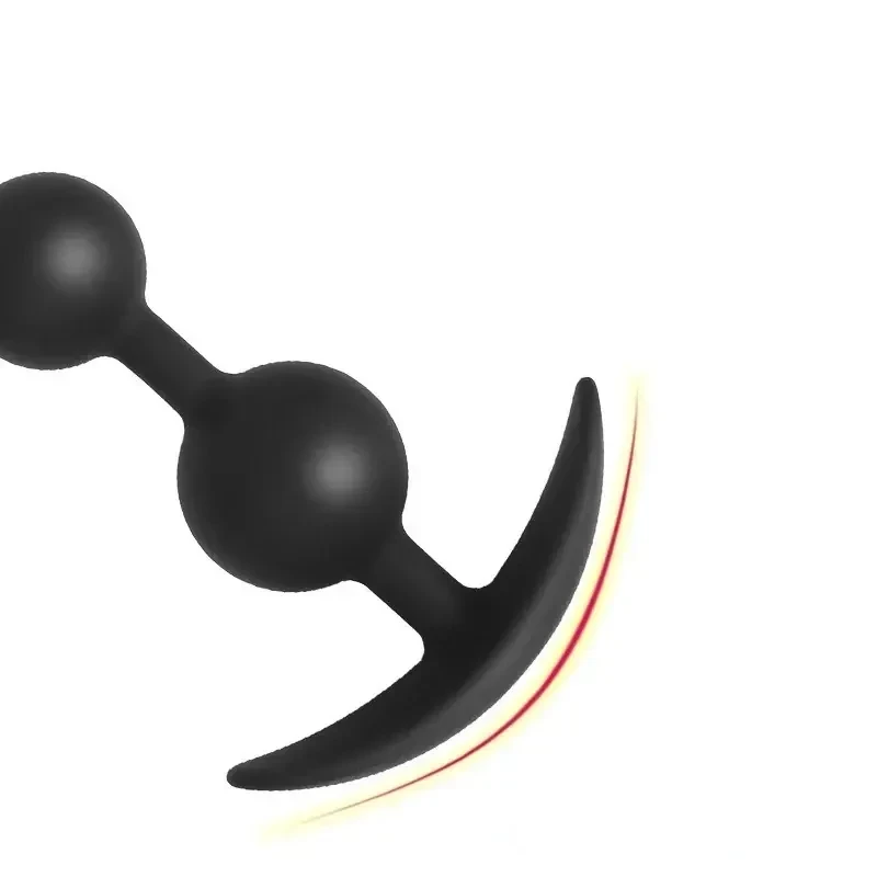plug anal curvado de silicona con cuentas vibratorias