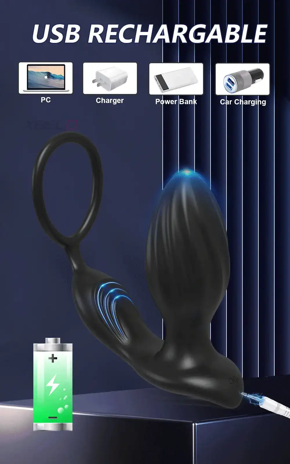 plug anal de silicona con base acampanada