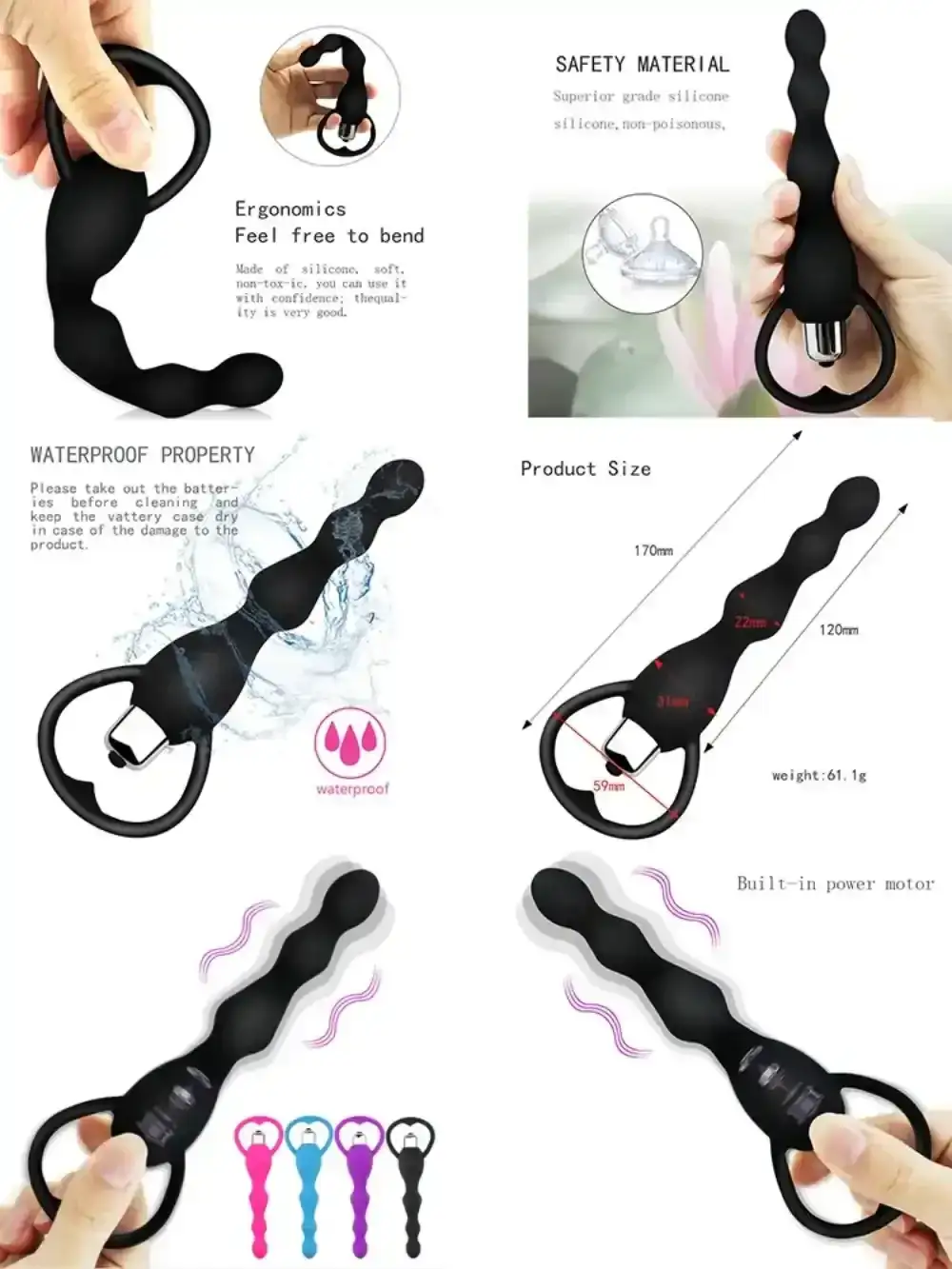 plug anal vibratorio perlas cuerpo seguro