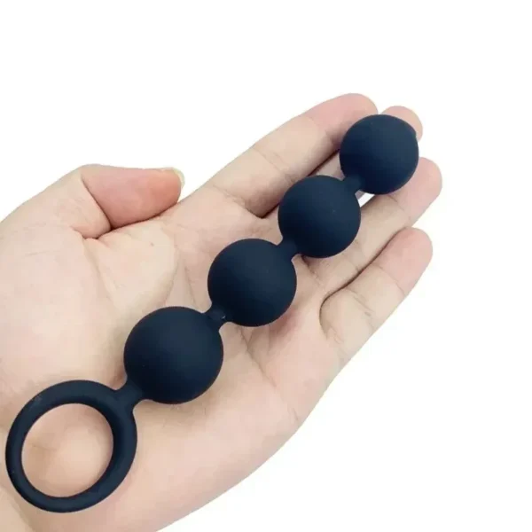 silicona médica plug anal con cuentas negras