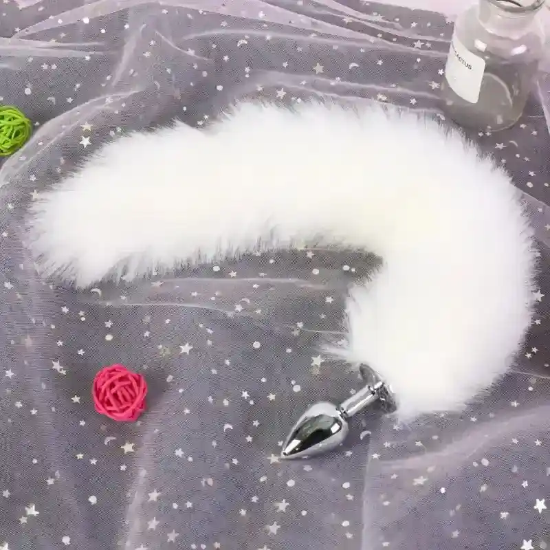 tapón anal de acero con pelo sintético