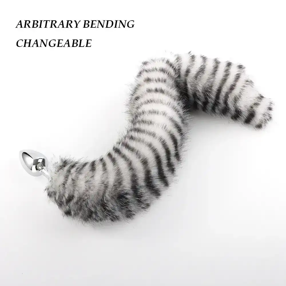 tapon anal metal gris con felpa