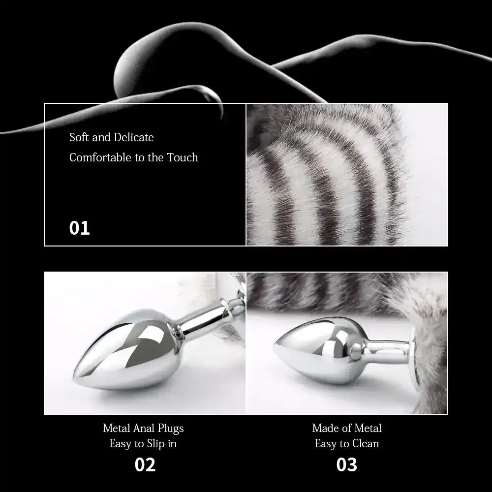 tapon anal metalico con felpa gris