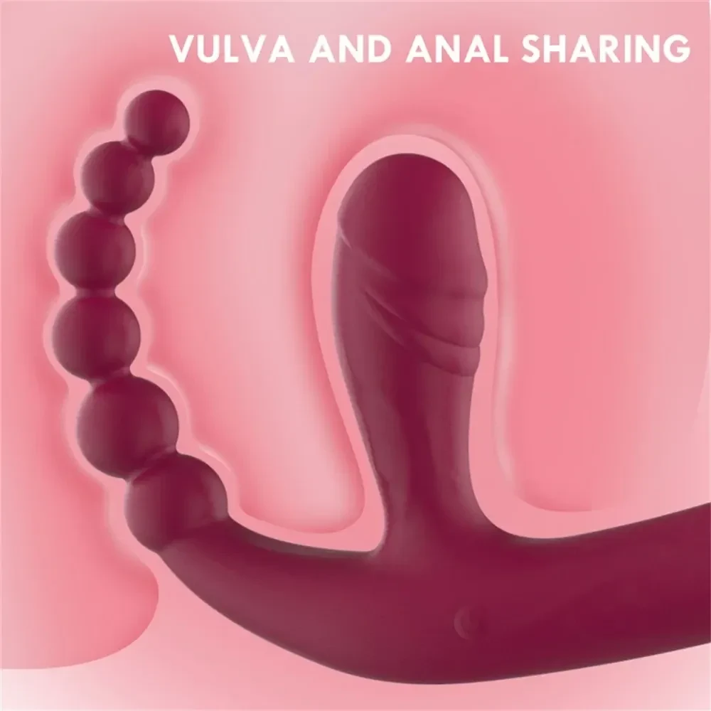 vibrador anal de tres cabezas con cuentas