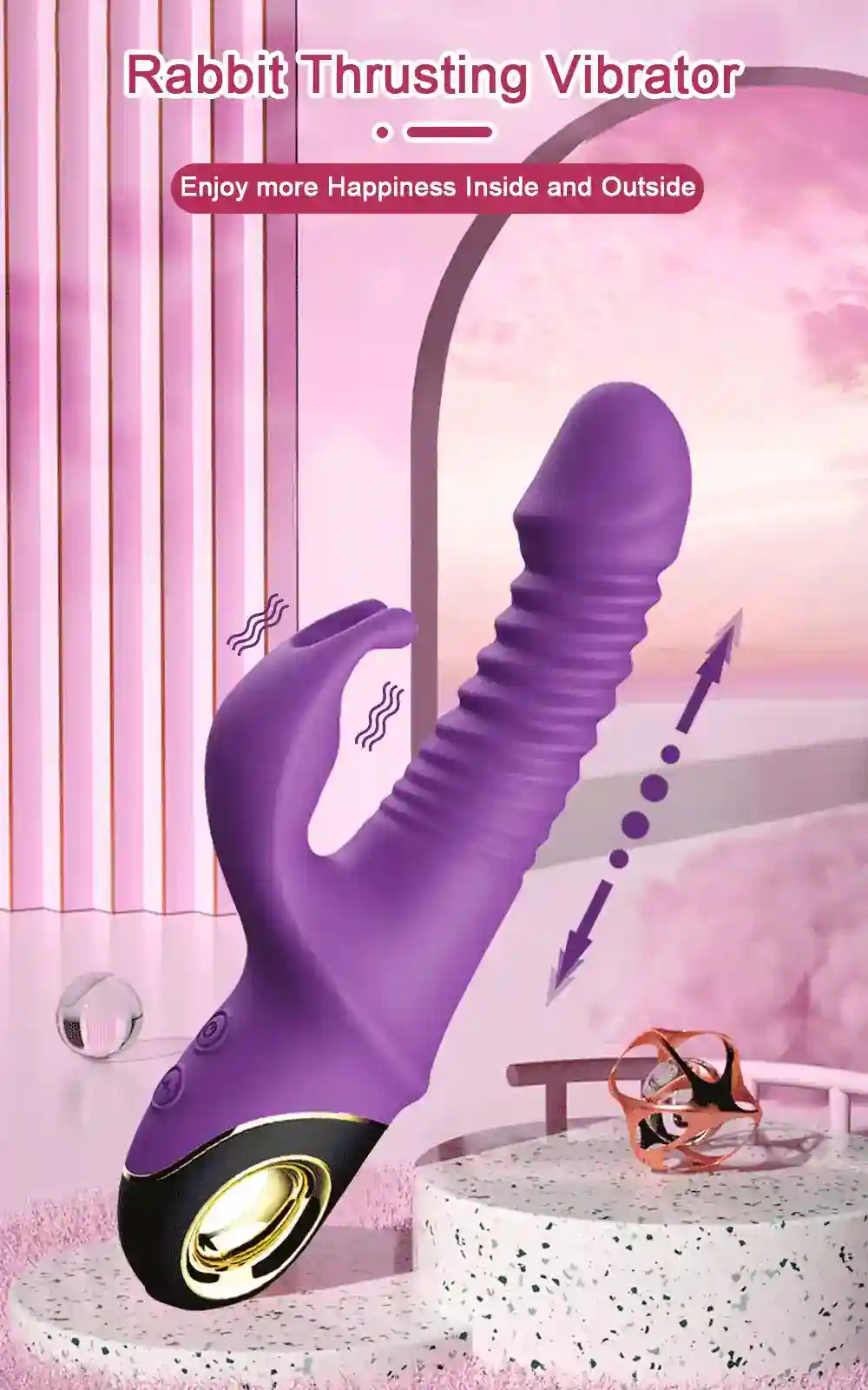 vibrador conejo rotatorio con doble funcion