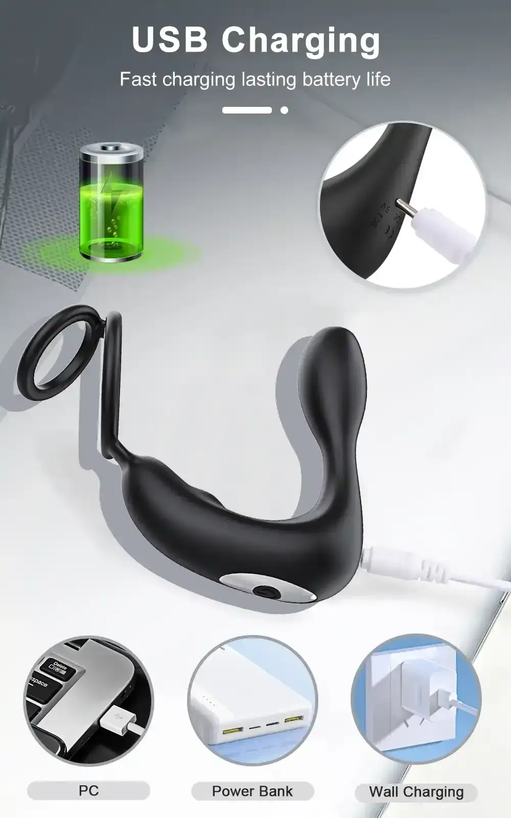 vibrador prostata perineo silicona recargable
