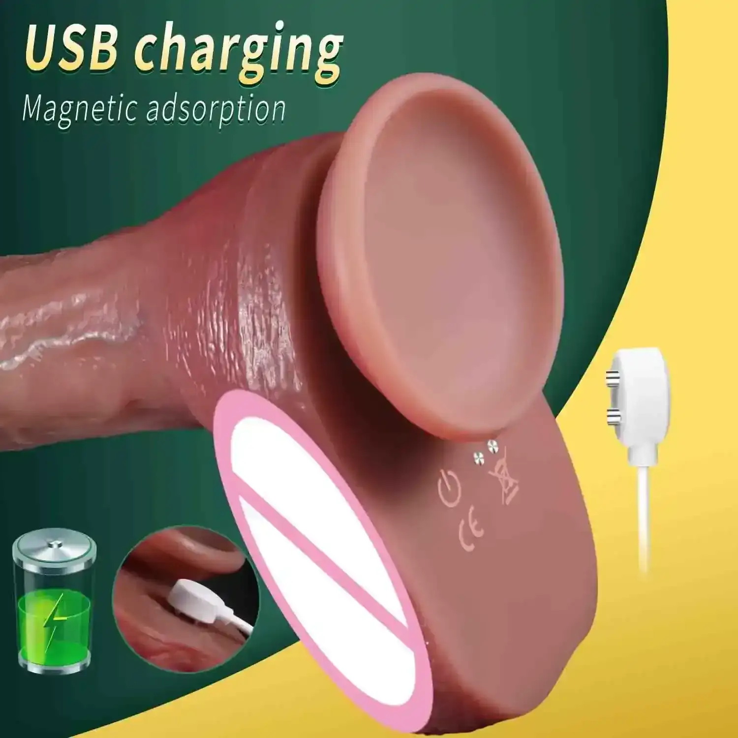 vibrador realista con calor y empuje