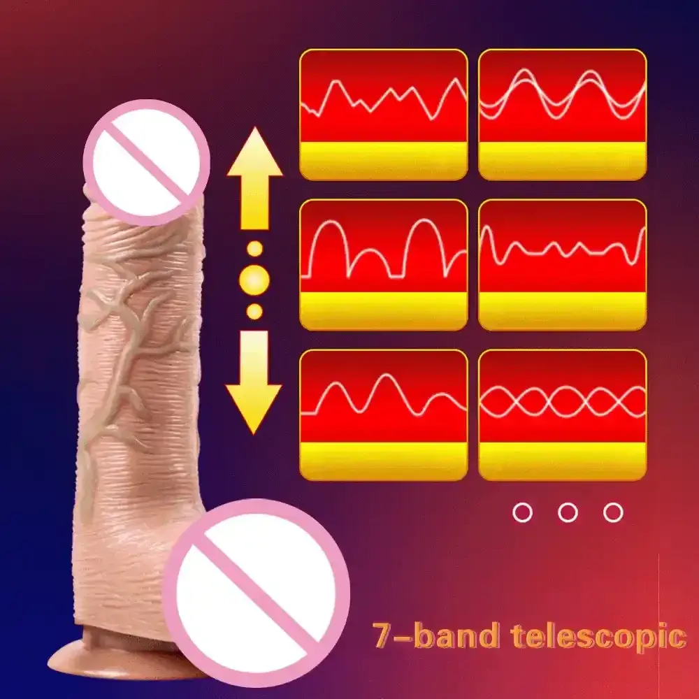 vibrador realista con movimiento telescopico