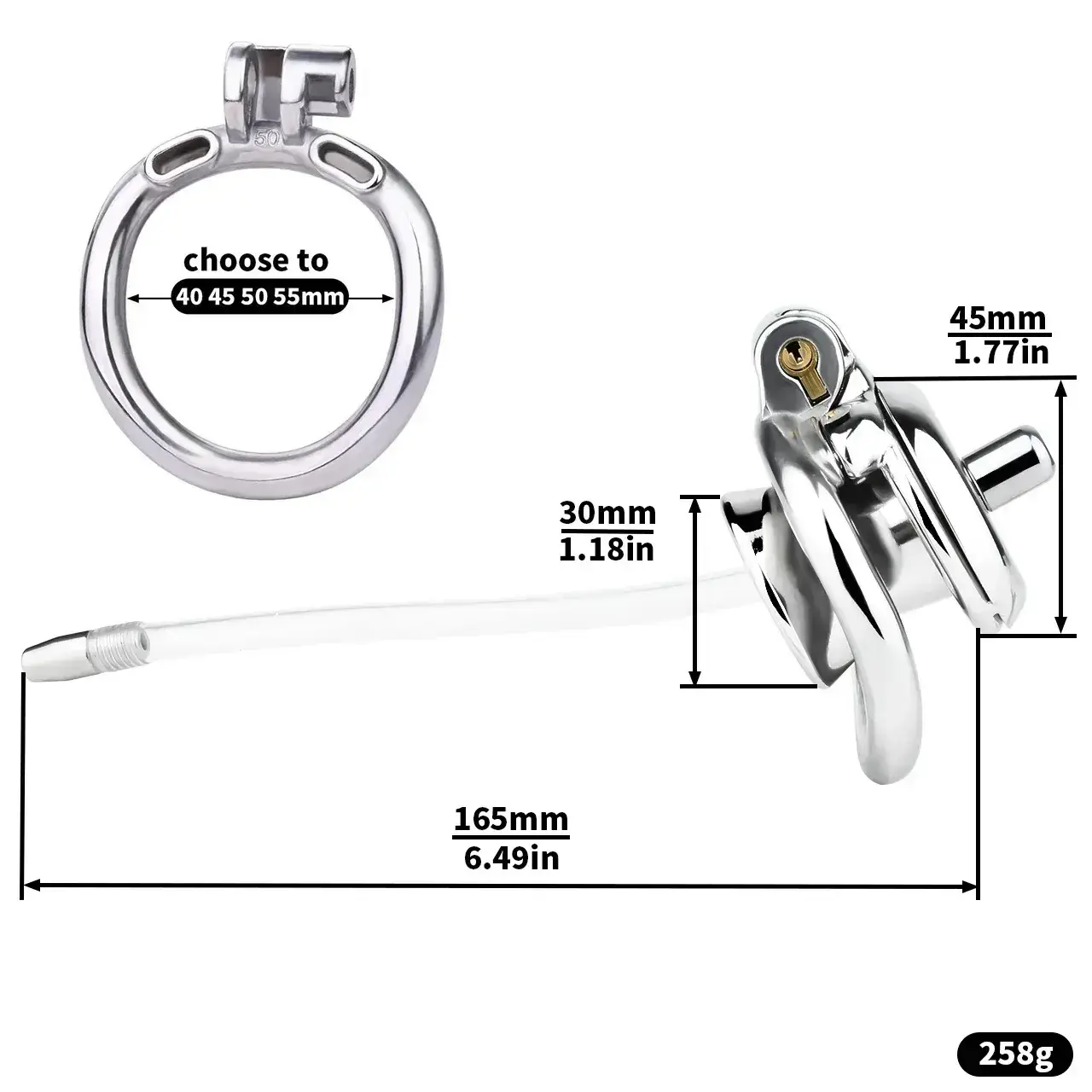 accesorio de castidad con cateter de silicona