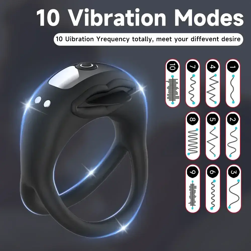 anillo pene silicona con lengua vibradora