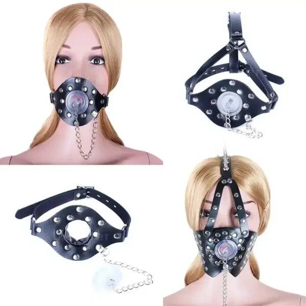 bdsm gag negro de correas ajustables