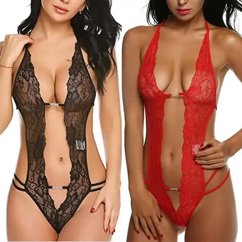 bodystocking elastico de encaje para mujer