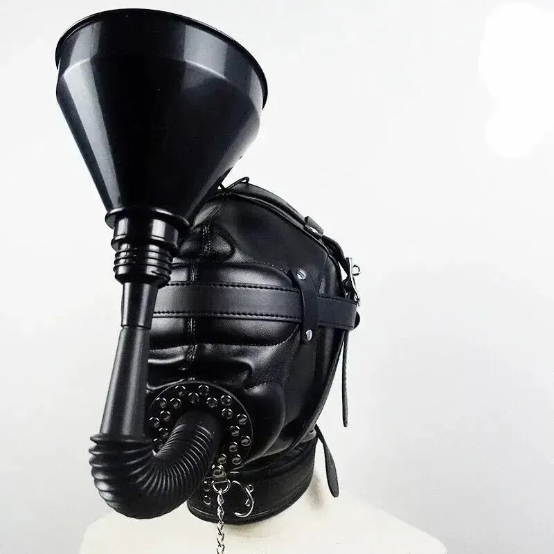 capucha cuero pu negra estimulación intensa