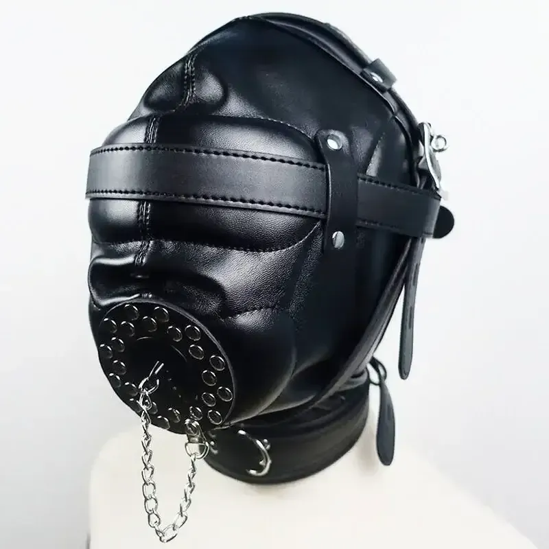 capucha cuero pu negra para juegos rol