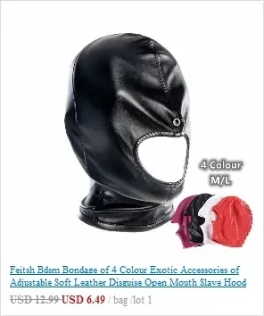 capucha de cuero ajustable para bondage