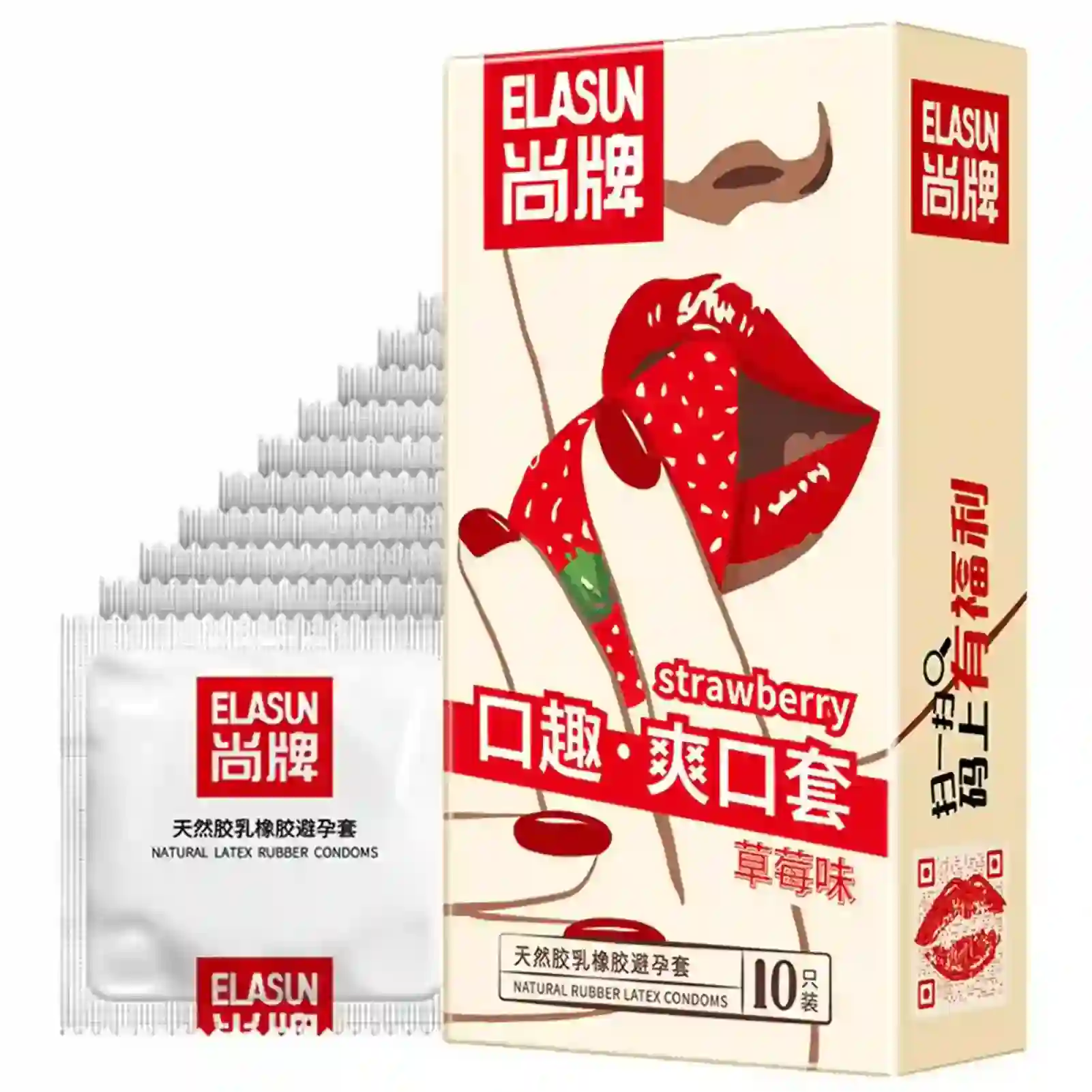 condones sabor fresa lubricados 10 piezas
